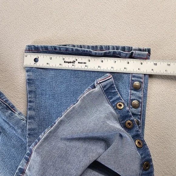 Y2K Mudd Jeans Bell Bottom Flare Denim pant Women's 28 Blue Wash Snap Button‎ - Picture 10 of 17